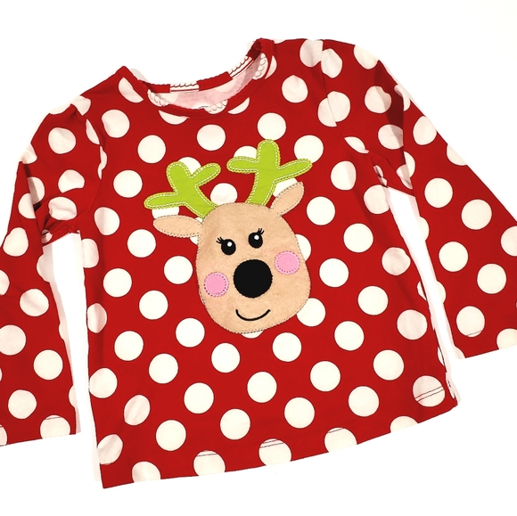 J. Khaki Long Sleeve Red & White Reindeer Graphic Holiday Xmas Top Shirt Size 2T - Picture 2 of 4